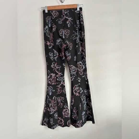 Free People Born To Be Wild Black Combo Stretch Ponte Bell Bottom - Picture 8 of 13